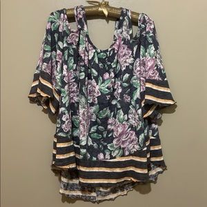 Off shoulder top with tie back.